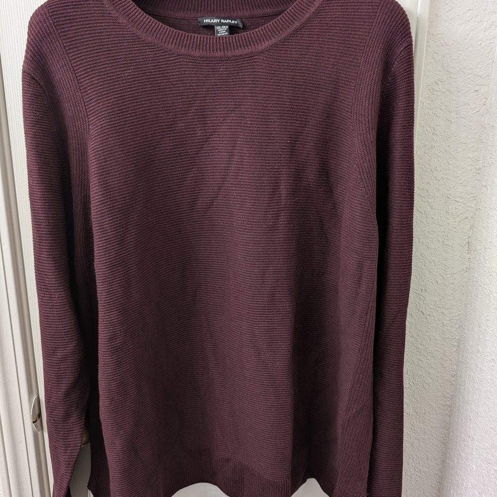 Hilary Radley Burgundy Crewneck Sweater